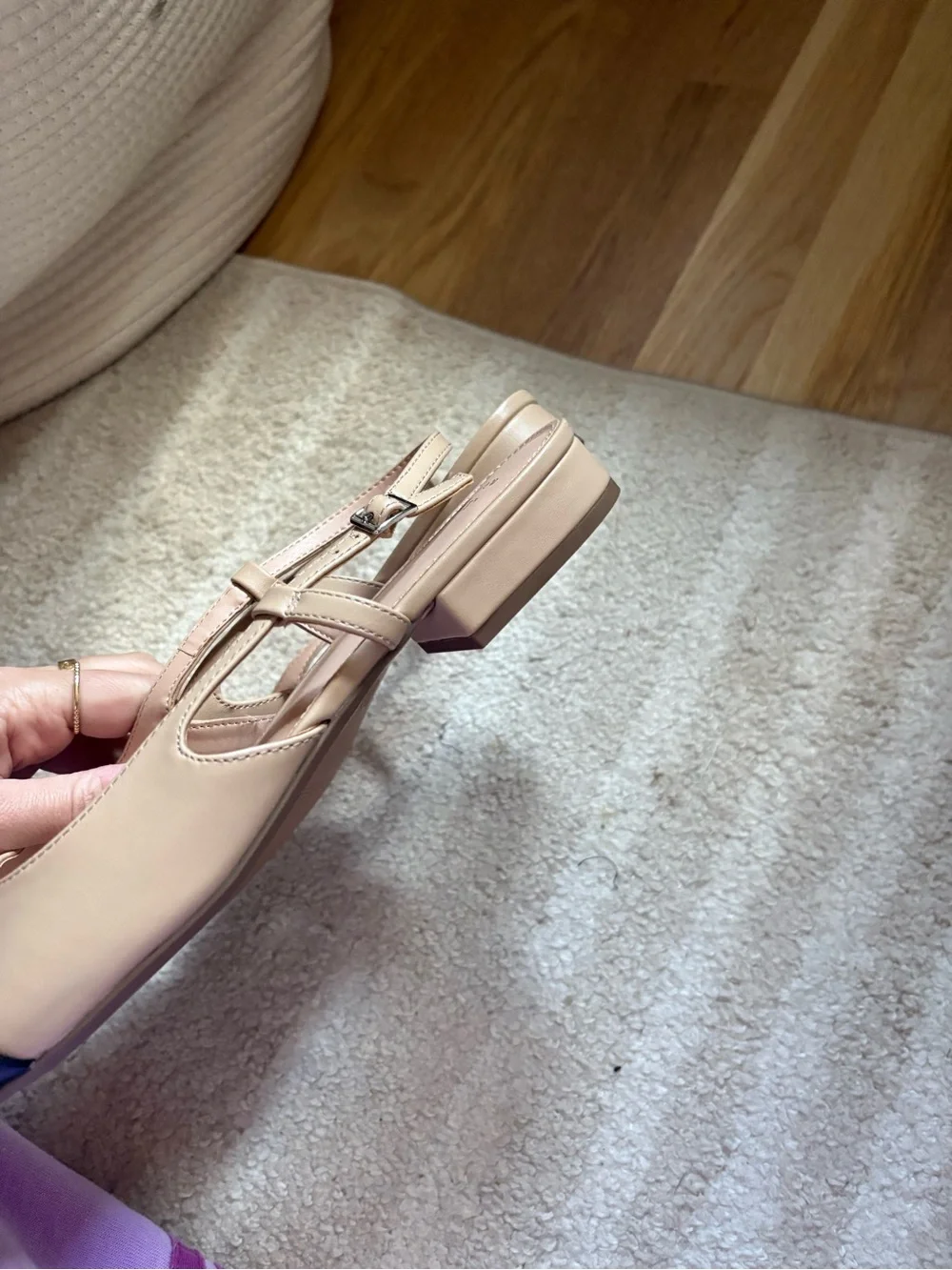 a new day Beige and Black Cap-Toe Slingback Flat